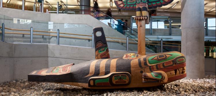 Image of "Thunderbird and Killer Whale" art piece at YVR