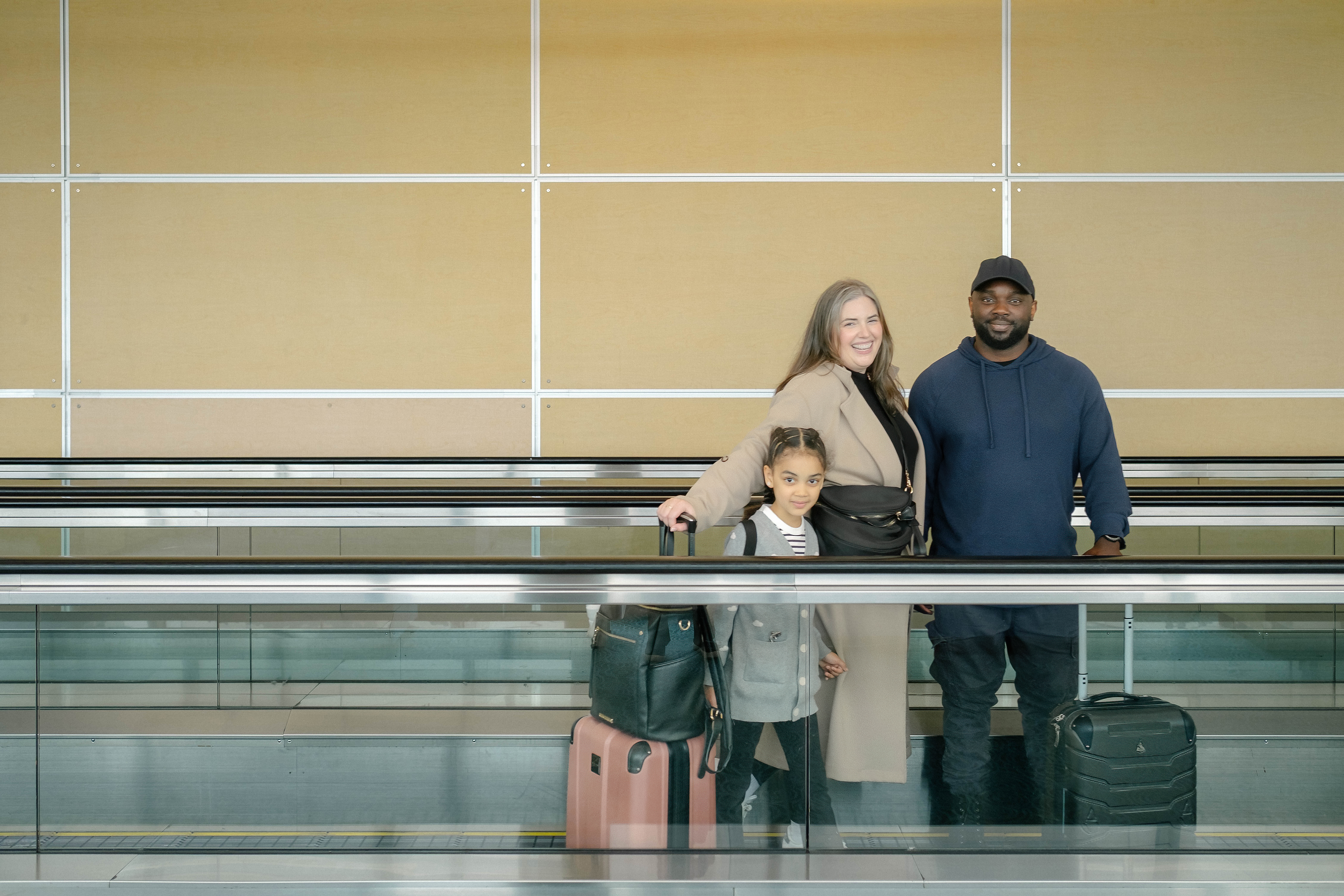 photo of a family at yvr travelling