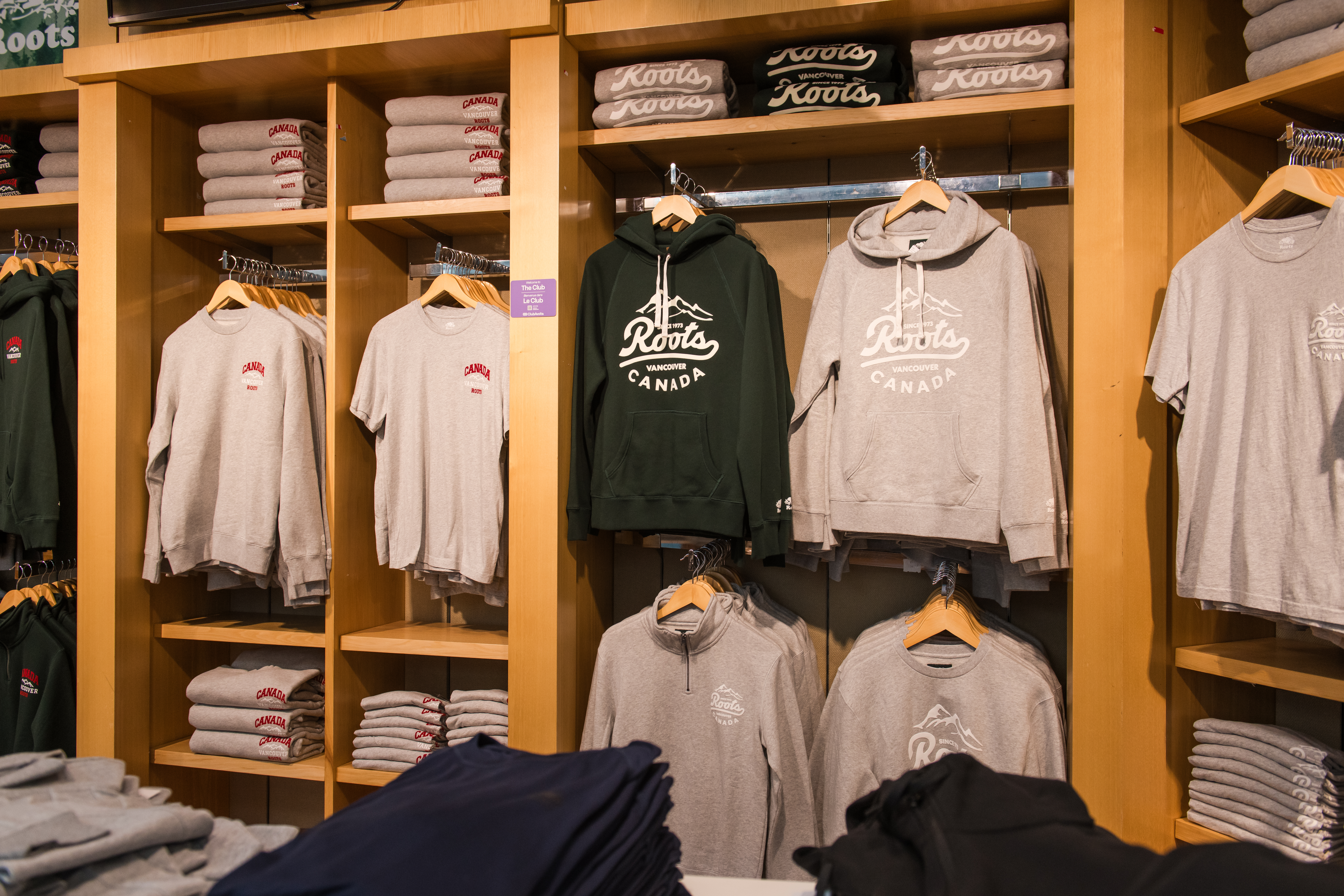 Roots store at YVR featuring the beaver logo